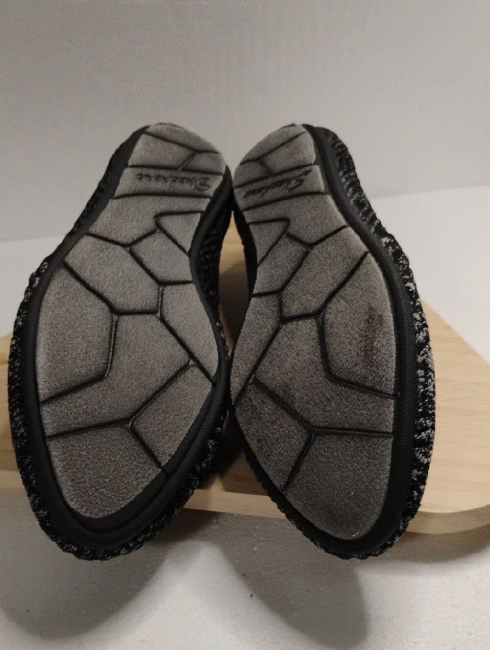 Skechers Black & Gray Knit Slip-On Ballet Flats
